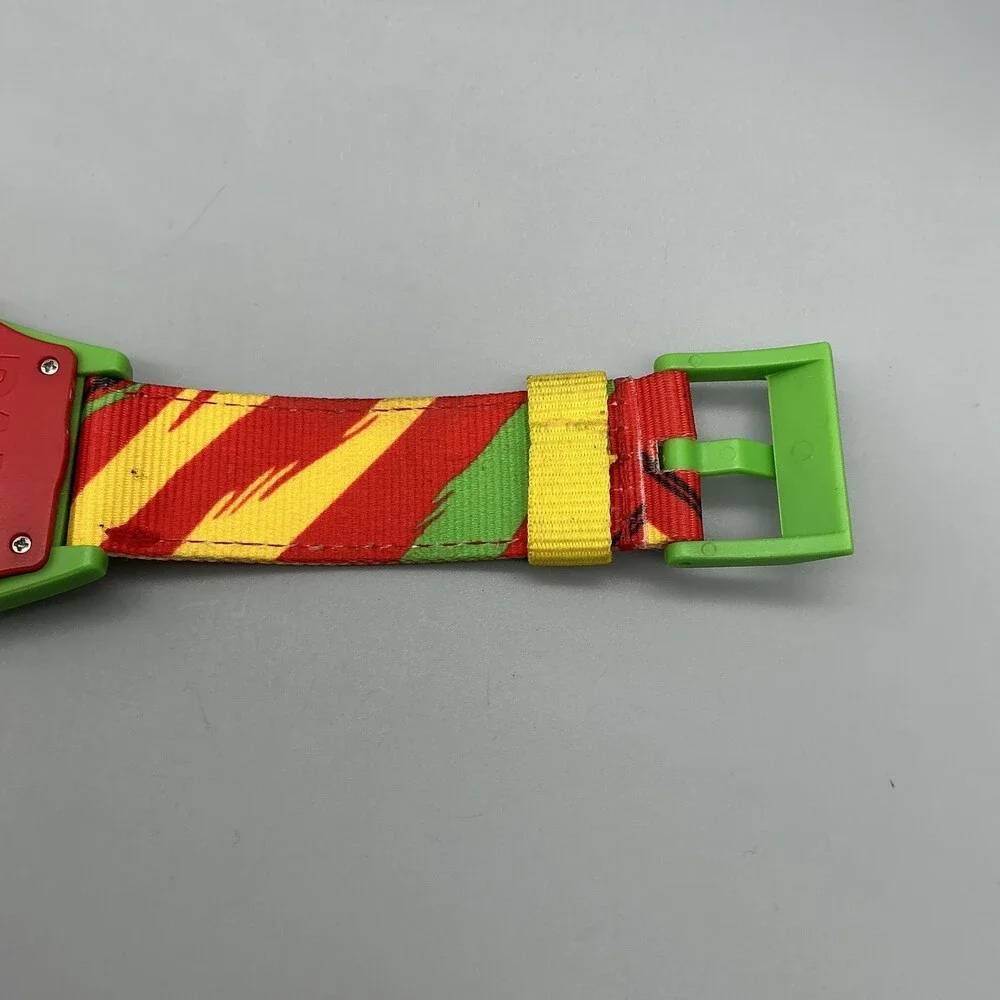 Neff Daily Mens Watch 41mm Red Green Dial Fabric Strap 5ATM WR New Battery
